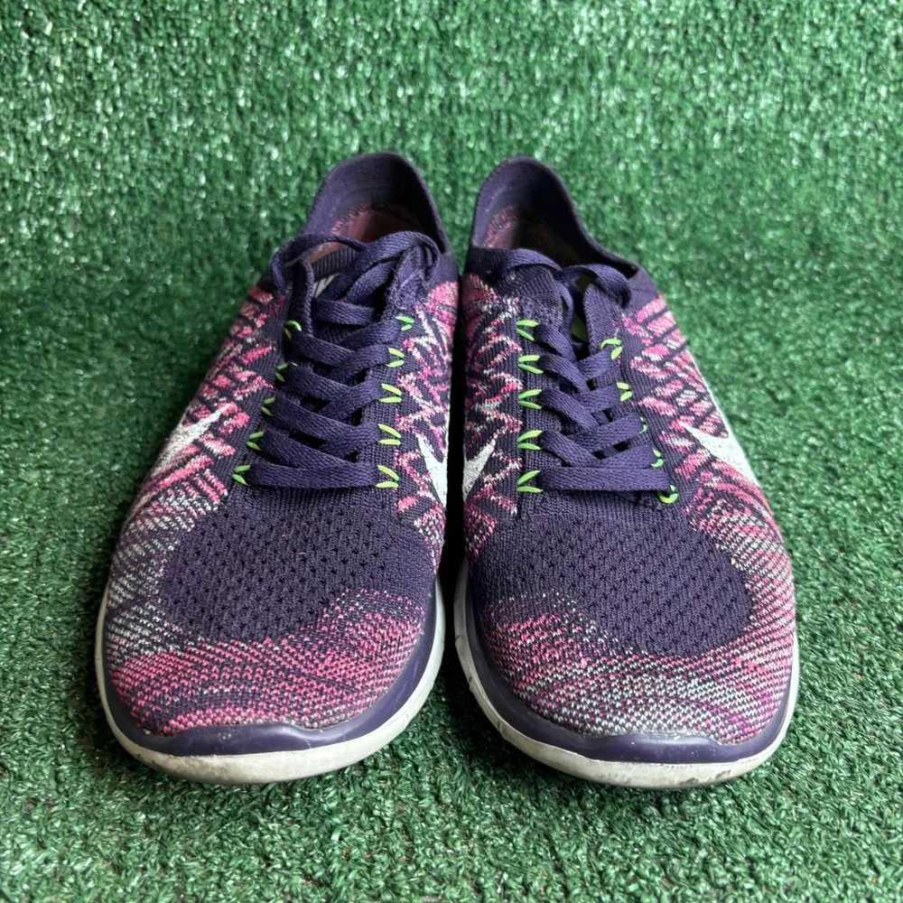 Nike Free 4.0 Flyknit Court 717076 Running Shoes Purple Pink Flash Women Size 8 - Picture 2 of 9
